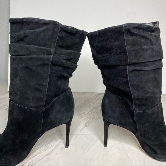 Schutz Ashlee Black Suede Slouch Heeled Boot 11B - Picture 8 of 16